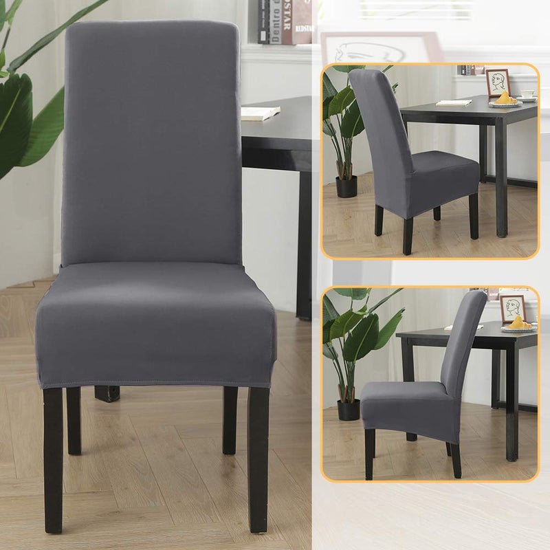 CCTFS Stretch Dining Chair Slipcovers  XL/Oversized Removable Washable Soft Spandex Extra Large Dining Room Chair Covers for Kitchen Hotel Table Banquet Solid Color (4 Per Set  Gray) - Image 3